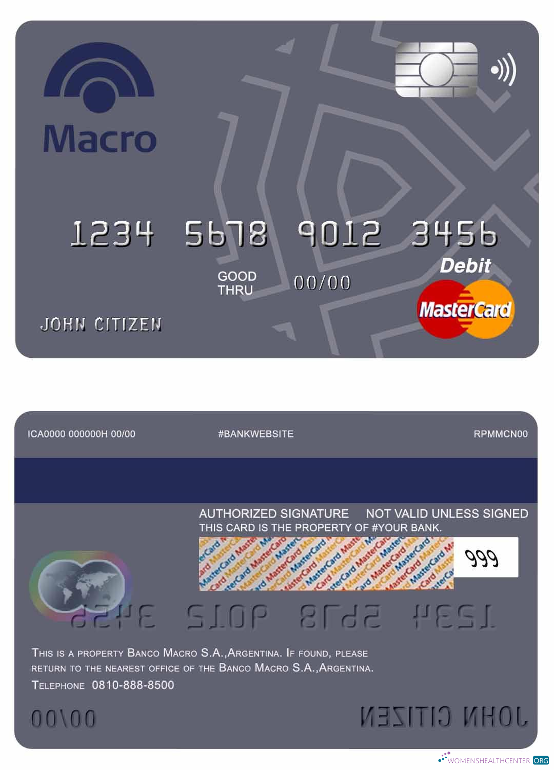 Download Argentina Banco Macro S.A. bank mastercard debit card Photoshop template
